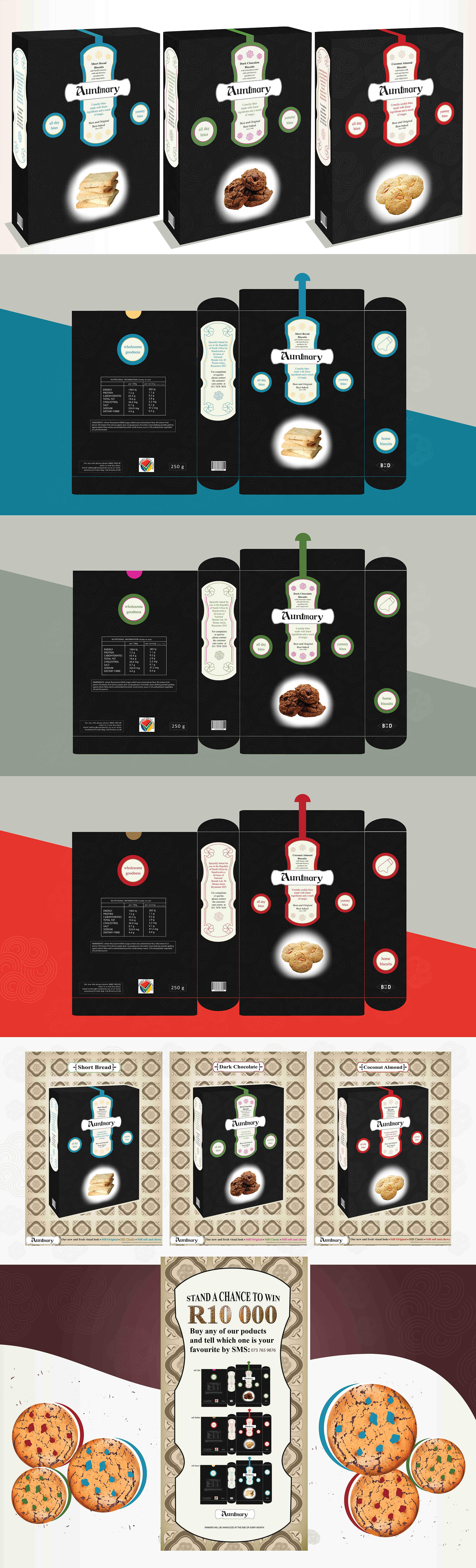 Auntmary bakery branded packaging and print design
