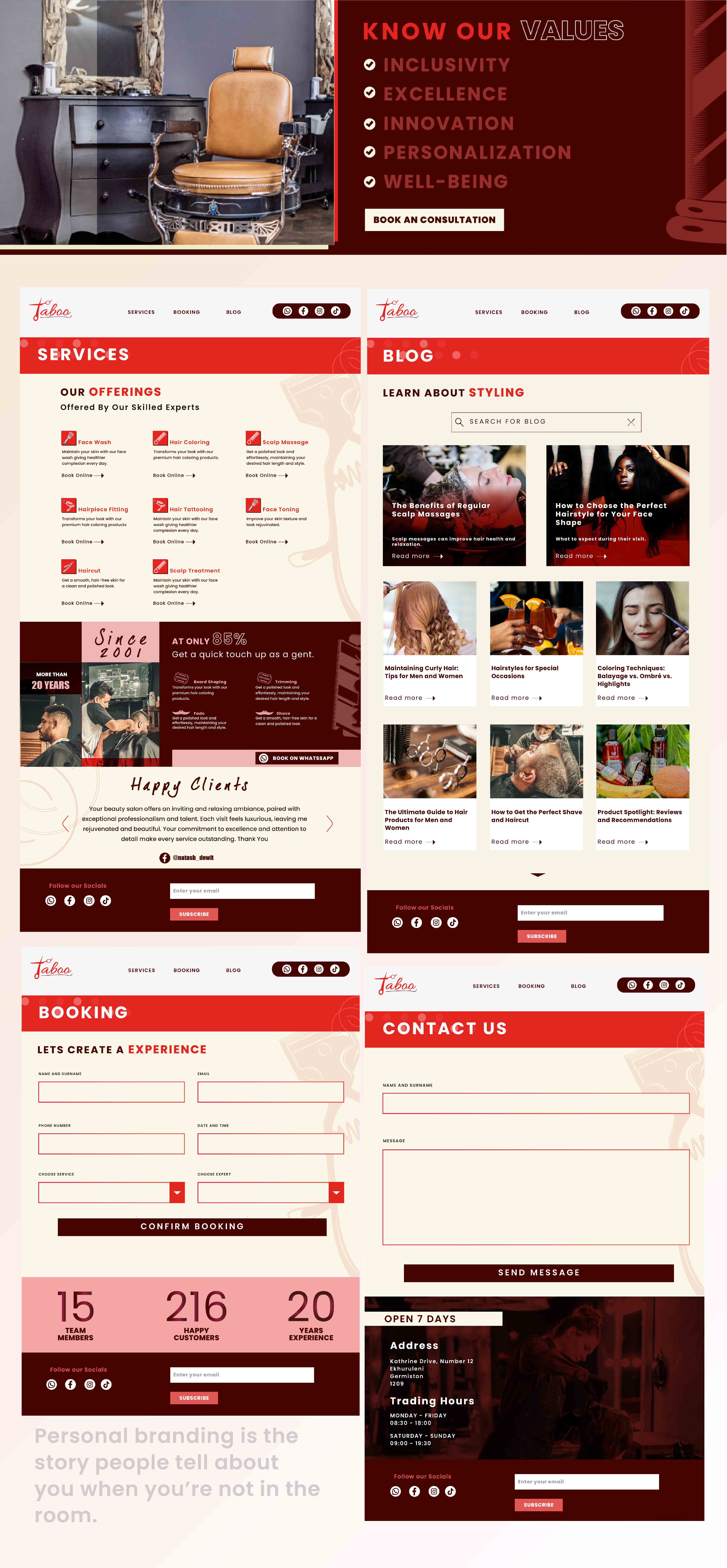 Taboo Beauty Spa responsive website design and appointment booking interface